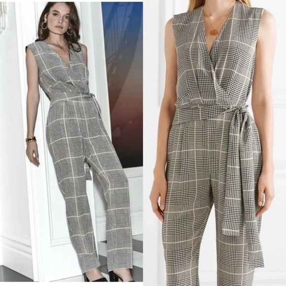 L'AGENCE 100% Silk Julia Plaid Jumpsuit - Picture 1 of 14